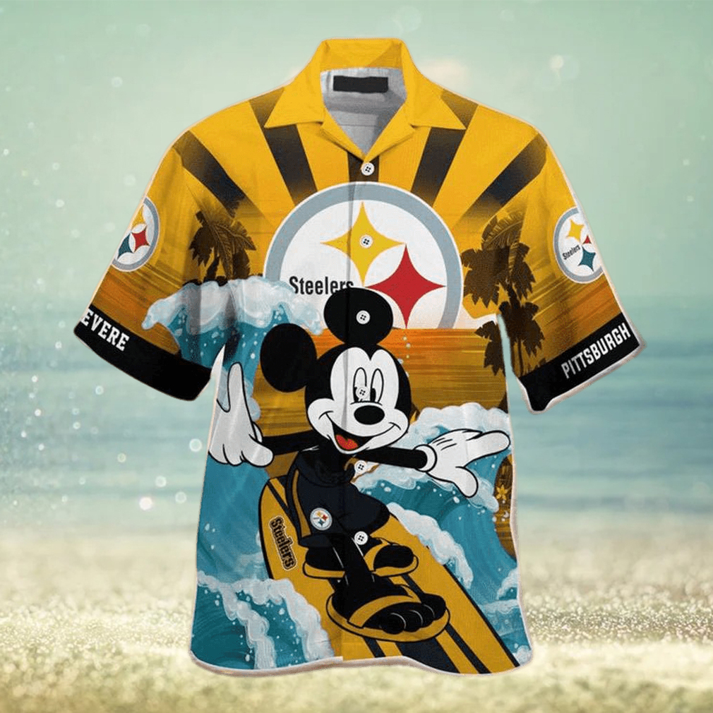 NFL Pittsburgh Steelers Hawaiian Shirt Custom Name Mickey Mouse - Limotees