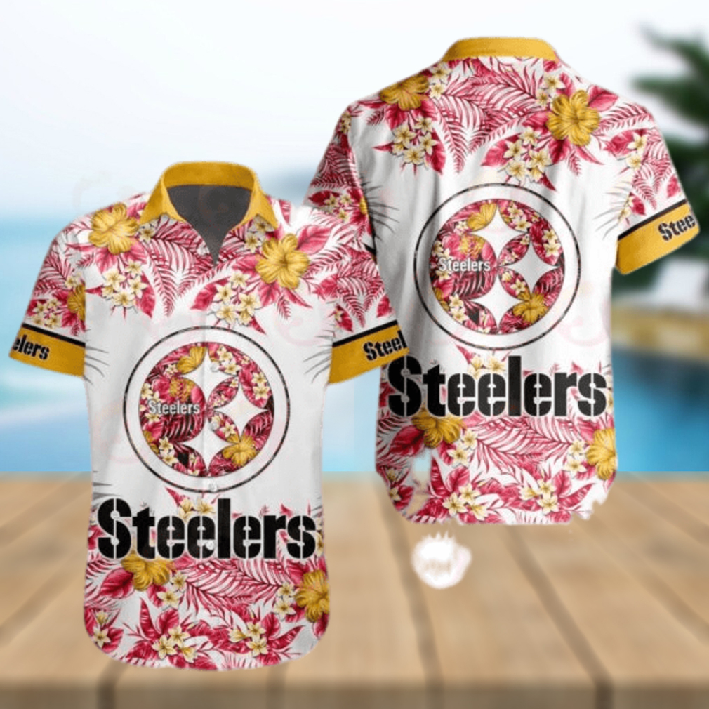 NFL Pittsburgh Steelers Special Hawaiian Design With Flowers And Big Logo Button Shirt - Limotees