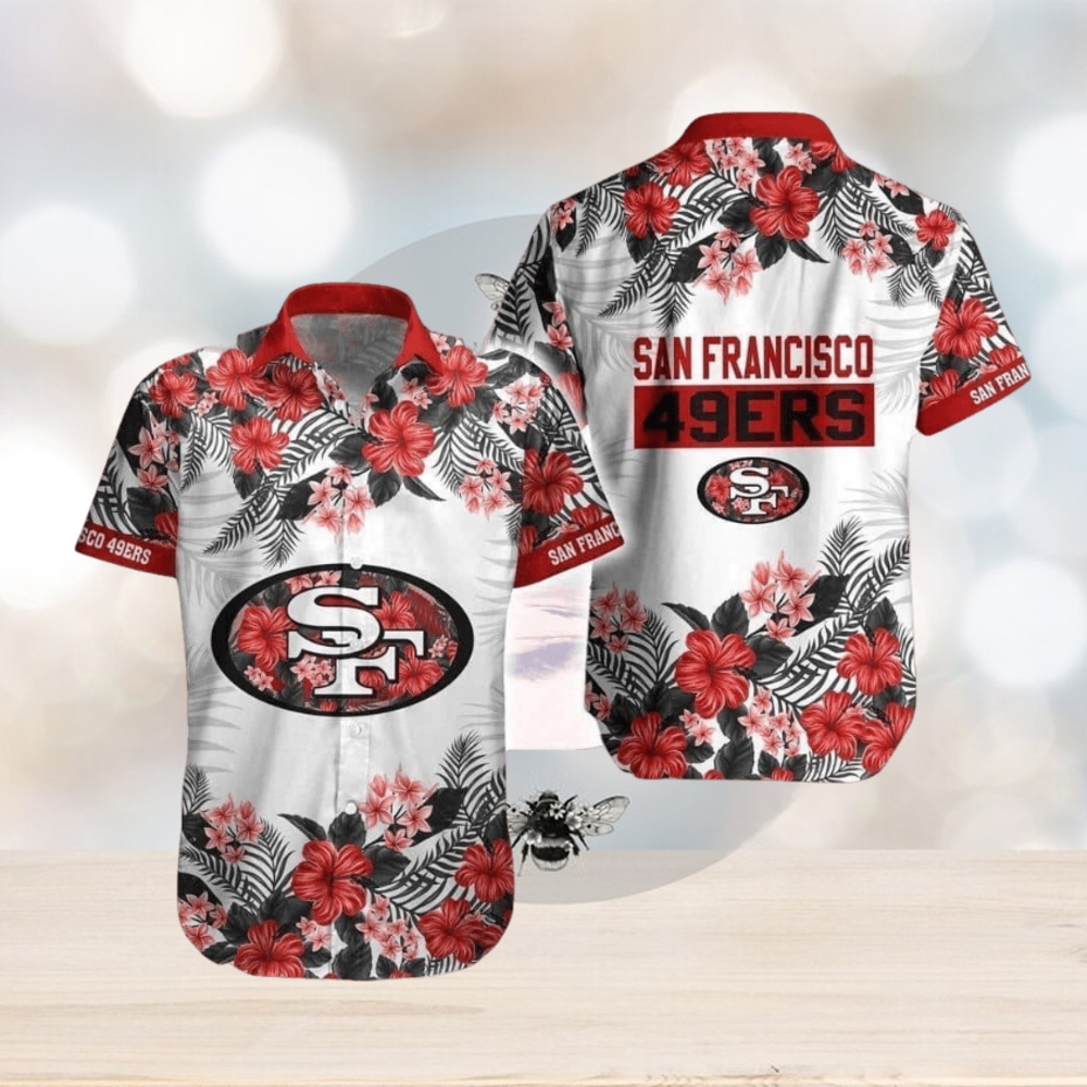 NFL San Francisco 49ers Hawaiian Shirt Hibiscus Flower Pattern, NFL Hawaiian Shirt - Limotees