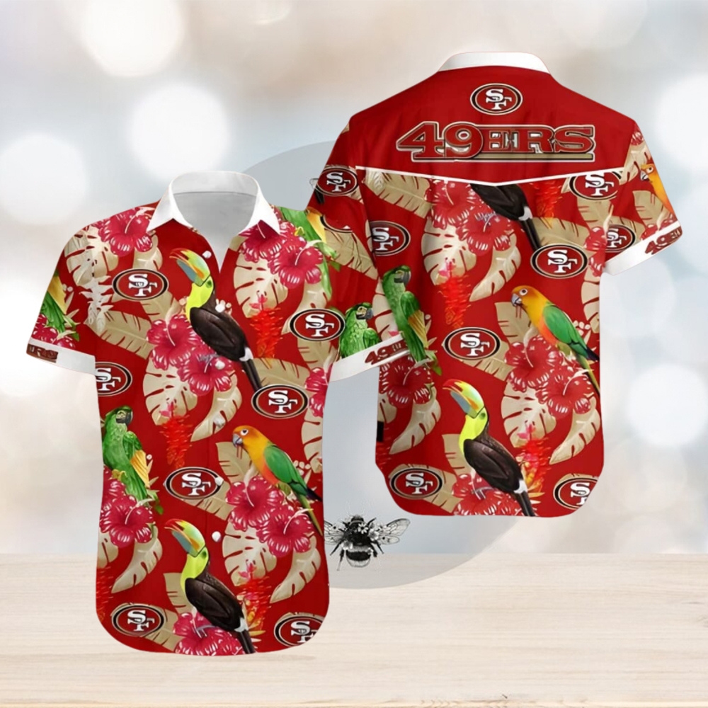 NFL San Francisco 49ers Hawaiian Shirt Parrot Pattern Summer Beach Gift, NFL Hawaiian Shirt - Limotees