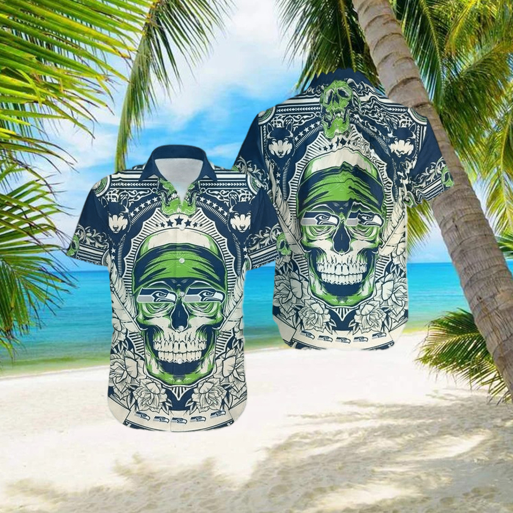 NFL Seattle Seahawks Embrace Game Day Island Skull Hawaiian Shirt Gift Halloween - Limotees