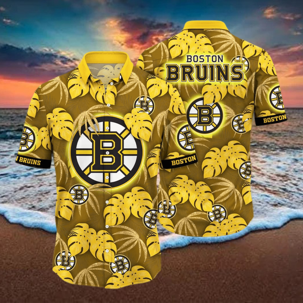 NHL Boston Bruins Hawaiian Shirt Palm Leaves Pattern Summer Beach Gift - Limotees