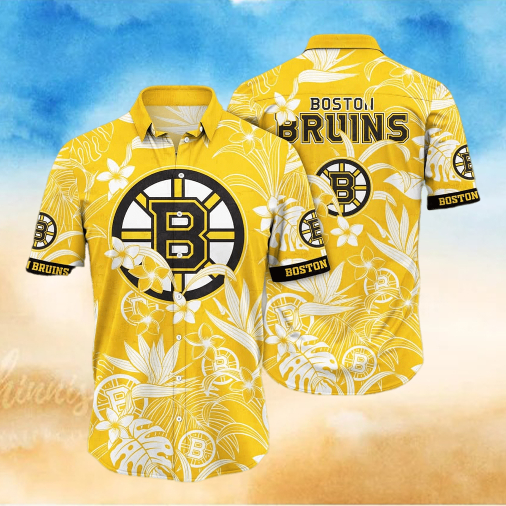 NHL Boston Bruins Hawaiian Shirt White Flower Pattern Summer Gift For Friend - Limotees