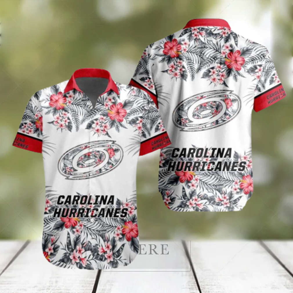 NHL Carolina Hurricanes Tropical Floral Hibiscus Hawaiian Shirt - Limotees