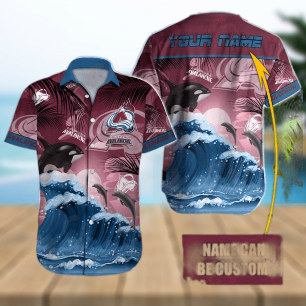 NHL Colorado Avalanche Special Hawaiian Design With Dolphins And Waves Button Shirt - Limotees