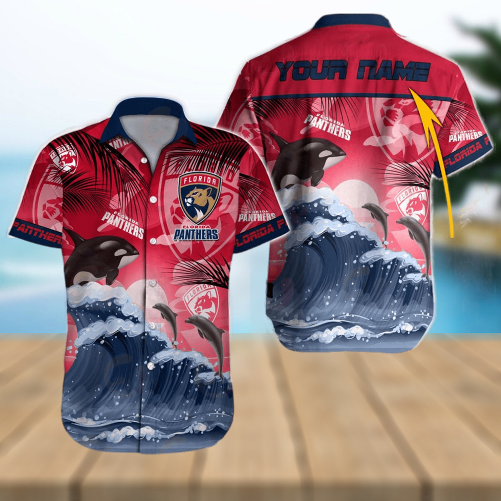 NHL Florida Panthers Special Hawaiian Design With Dolphins And Waves Button Shirt - Limotees