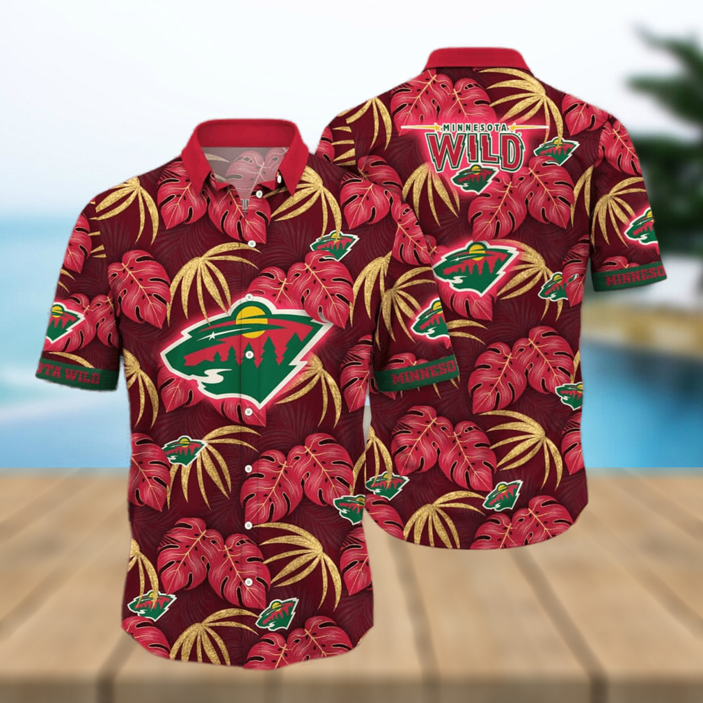 NHL Minnesota Wild Hawaiian Shirt Palm Leaves Pattern Beach Gift For Him - Limotees