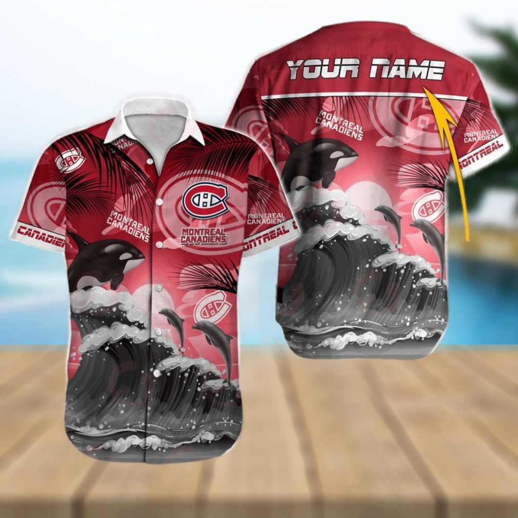 NHL Montreal Canadiens Special Hawaiian Design With Dolphins And Waves Button Shirt - Limotees