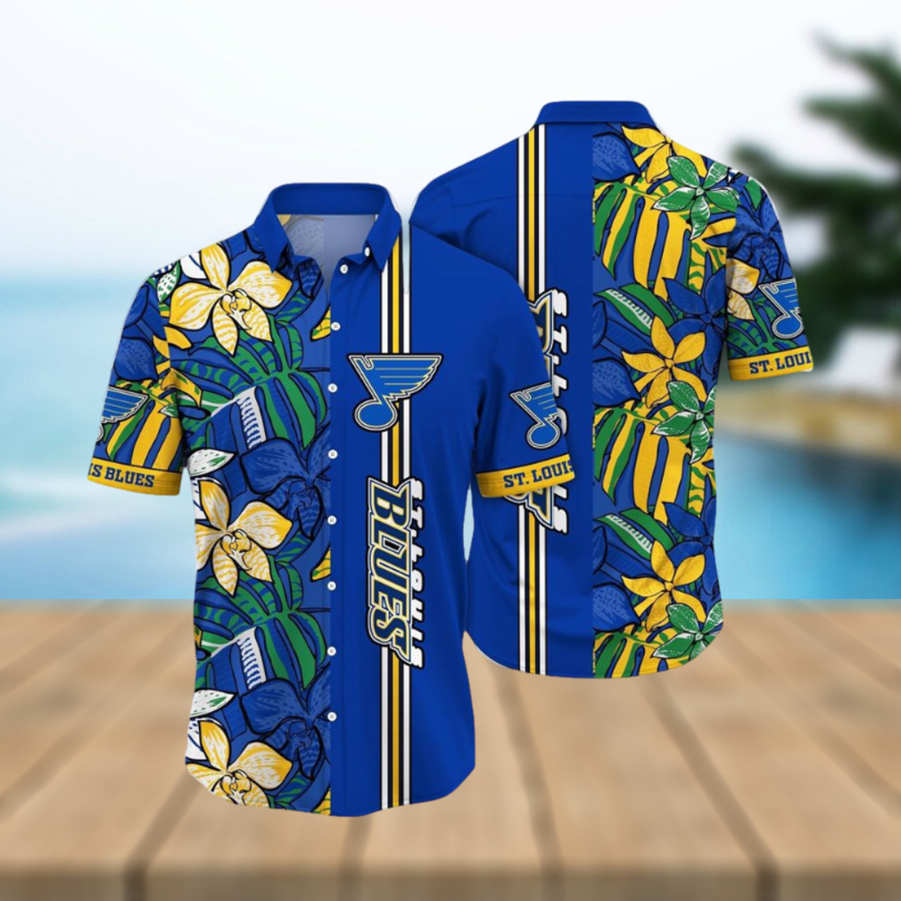 NHL St. Louis Blues Hawaiian Shirt Tropical Tropical Forest Floral Pattern Summer Hawaiian Shirt - Limotees