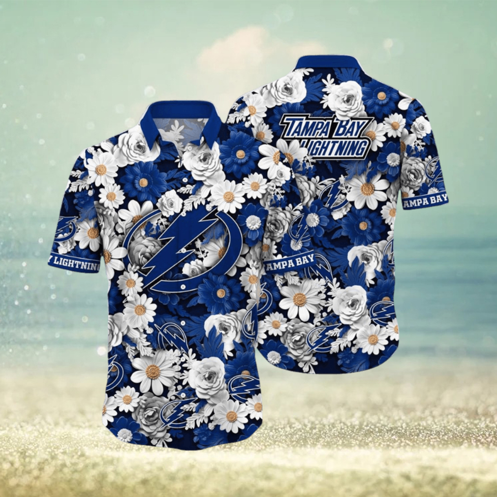 NHL Tampa Bay Lightning Hawaiian Shirt Tropical Begonia Flower Pattern Summer Hawaiian Shirt - Limotees