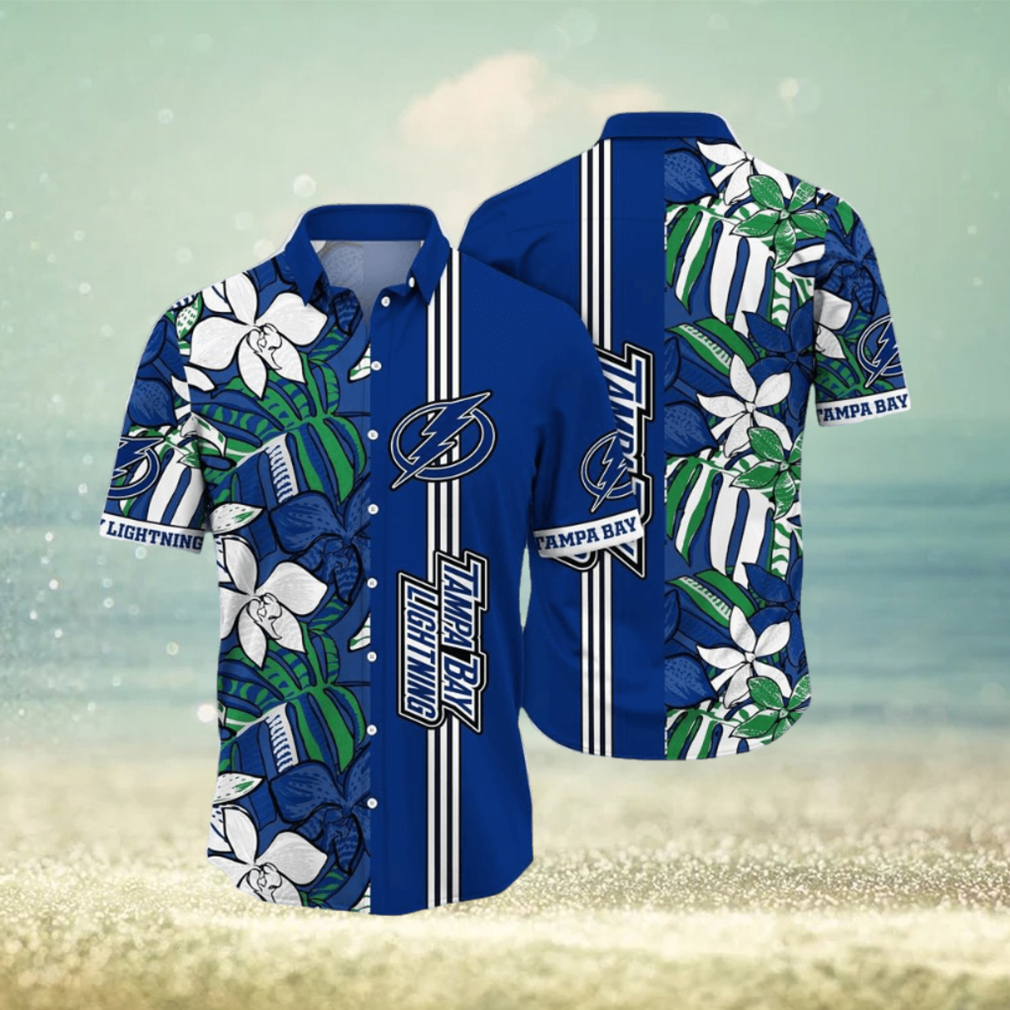 NHL Tampa Bay Lightning Hawaiian Shirt Tropical Tropical Forest Floral Pattern Summer Hawaiian Shirt - Limotees