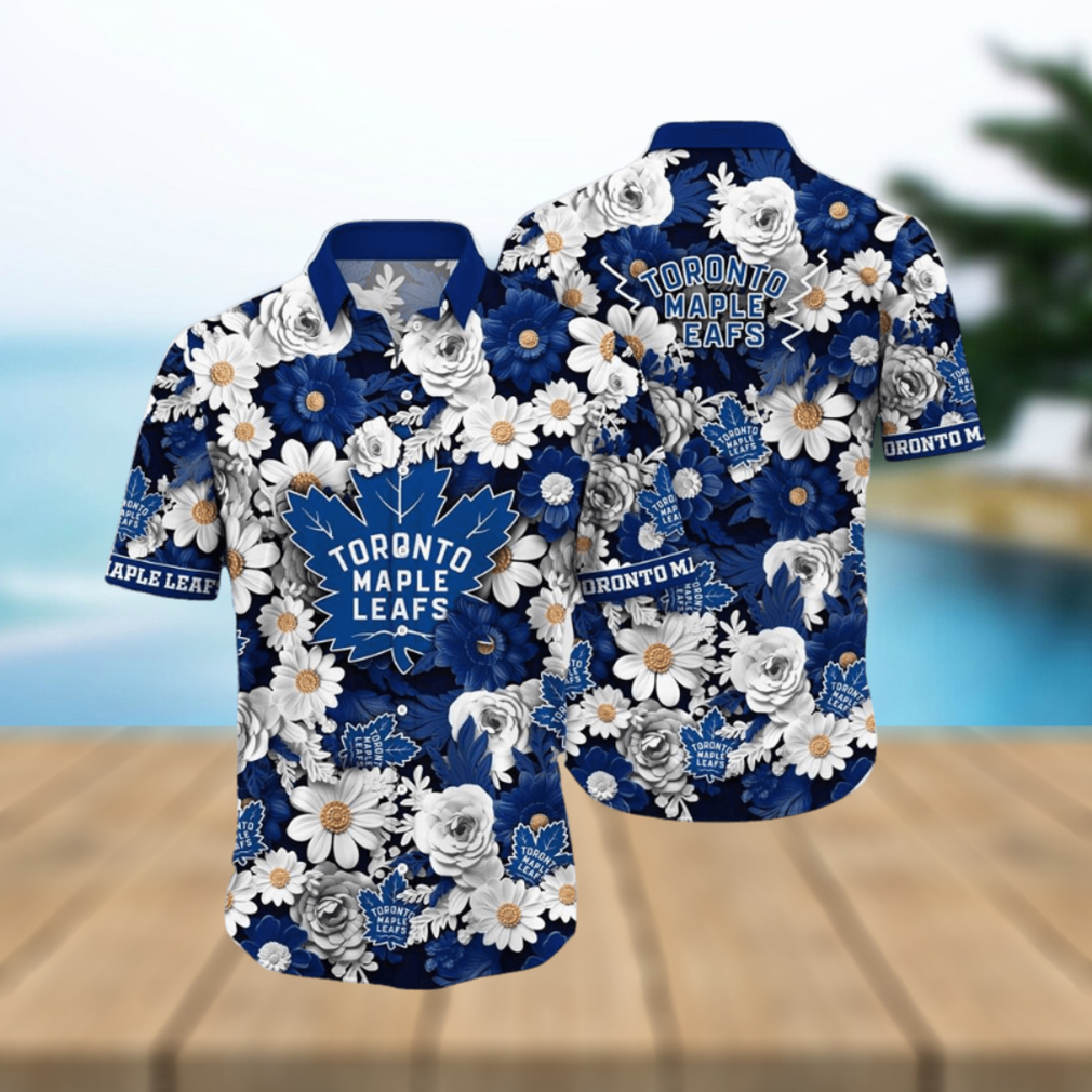 NHL Toronto Maple Leafs Hawaiian Shirt Tropical Begonia Flower Pattern Summer Hawaiian Shirt - Limotees