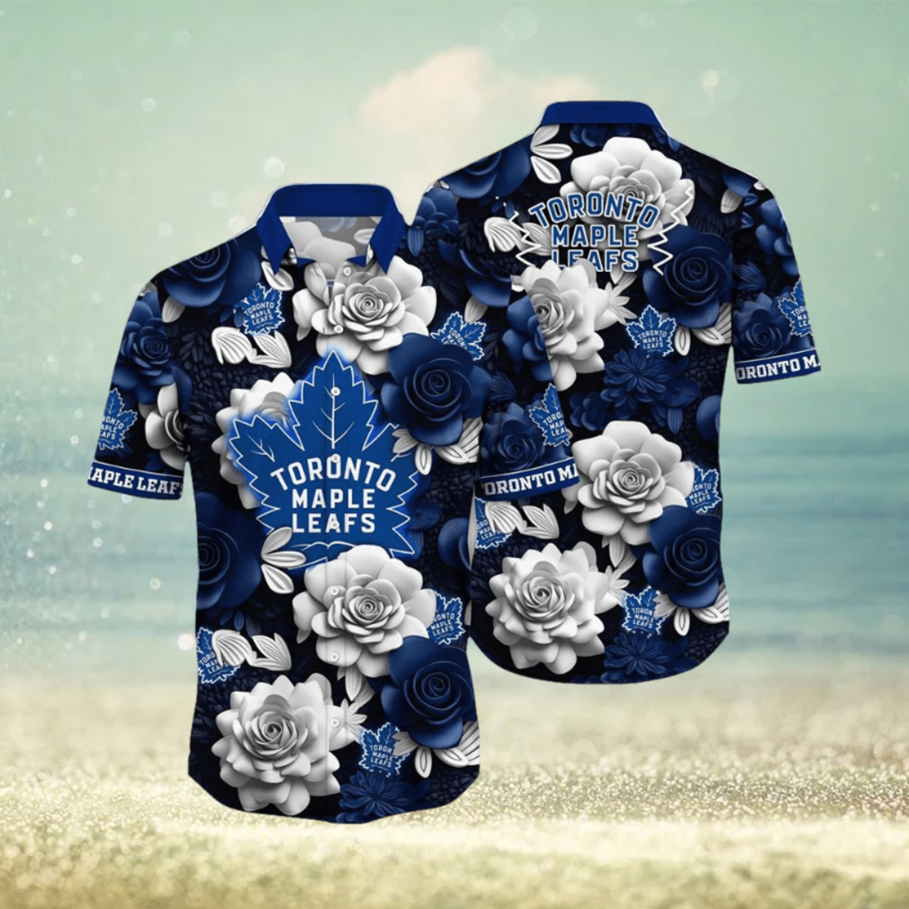 NHL Toronto Maple Leafs Hawaiian Shirt Tropical Rose Pattern Summer Hawaiian Shirt - Limotees