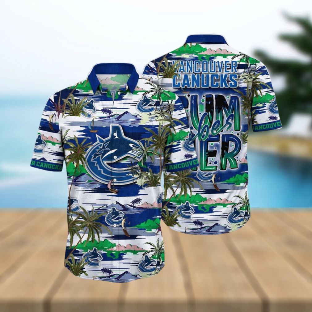 NHL Vancouver Canucks Hawaiian Shirt Tropical Desert Island Motif Summer Hawaiian Shirt - Limotees