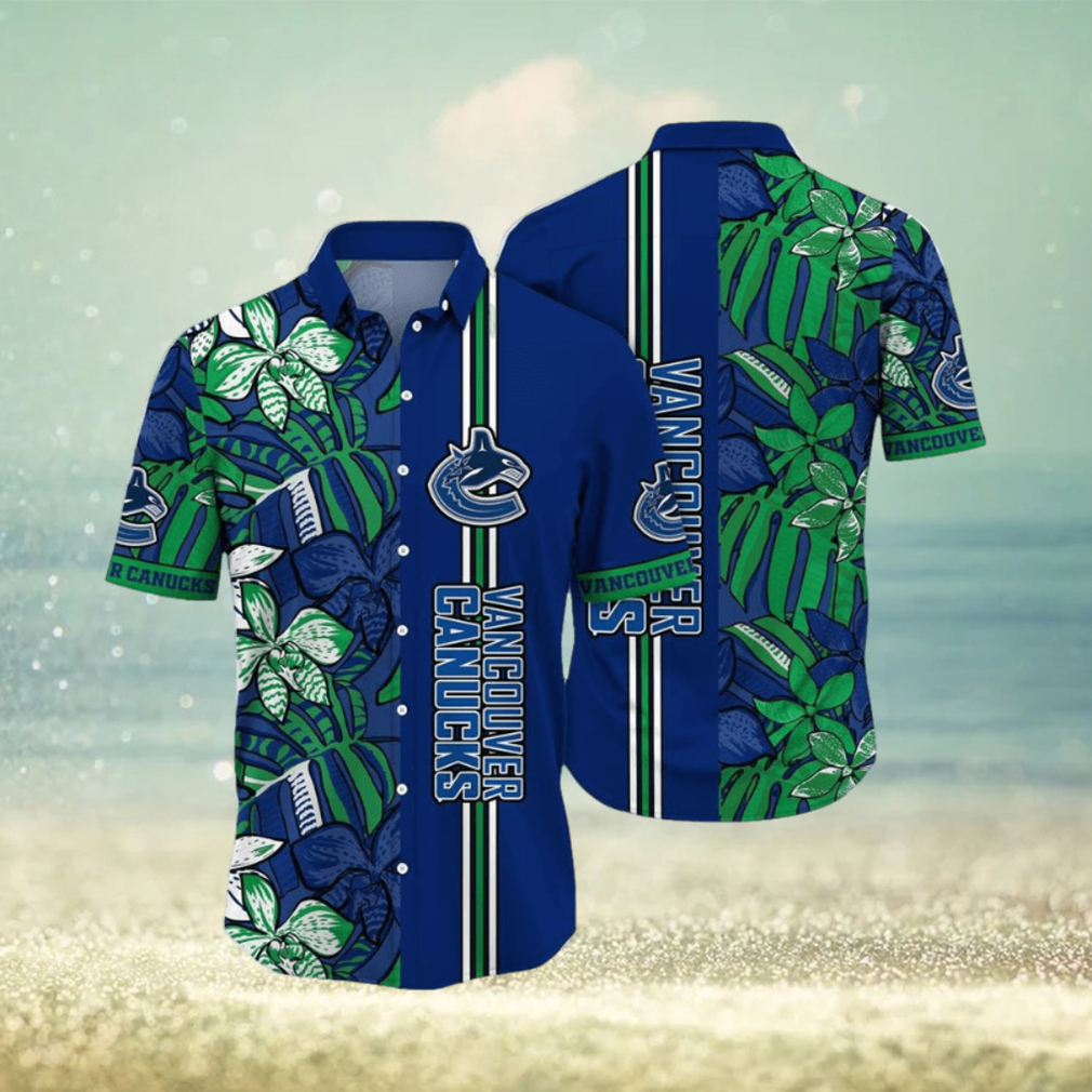 NHL Vancouver Canucks Hawaiian Shirt Tropical Tropical Forest Floral Pattern Summer Hawaiian Shirt - Limotees