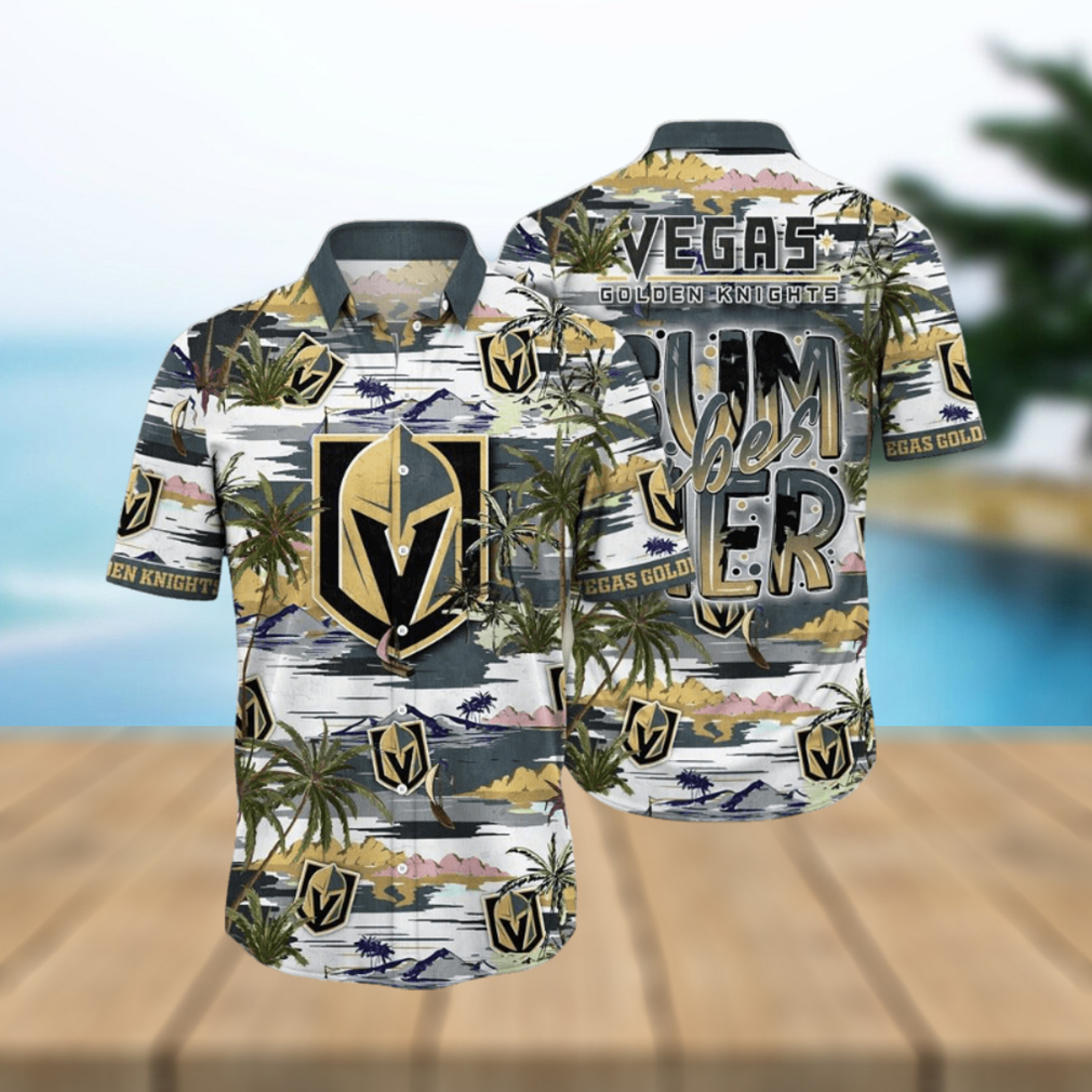 NHL Vegas Golden Knights Hawaiian Shirt Tropical Desert Island Motif Summer Hawaiian Shirt - Limotees