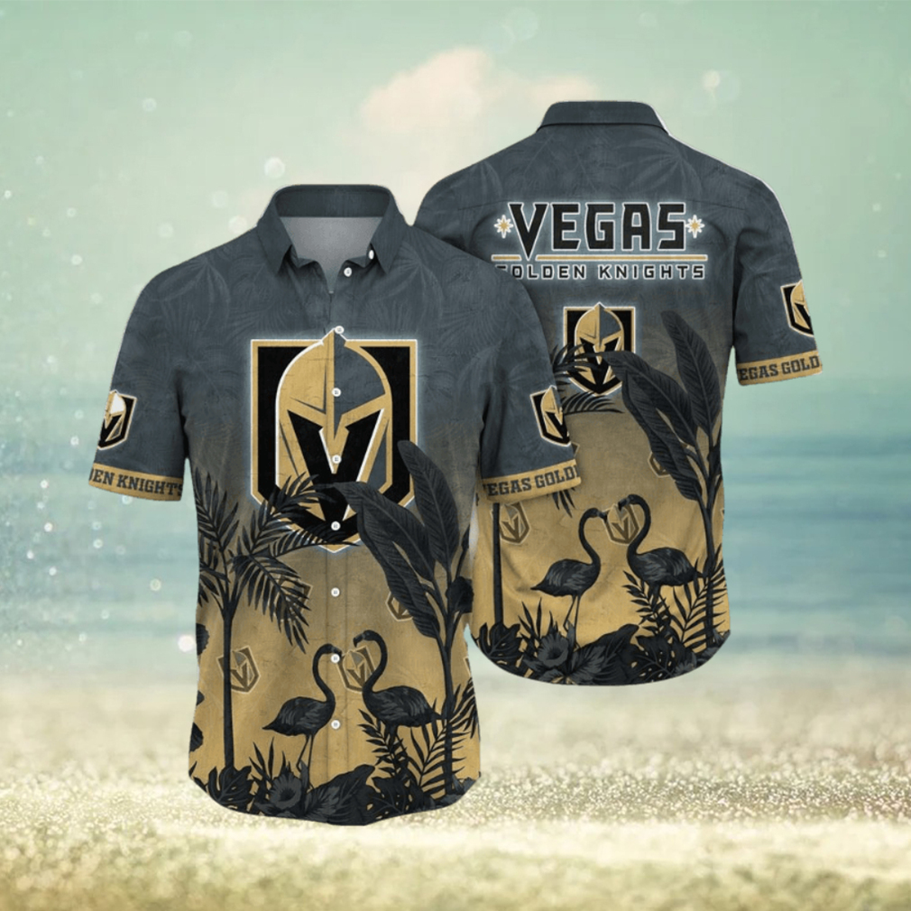 NHL Vegas Golden Knights Hawaiian Shirt Tropical Flamingo Pattern Summer Hawaiian Shirt - Limotees