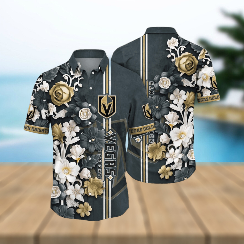 NHL Vegas Golden Knights Hawaiian Shirt Tropical Hepatica Floral Pattern Summer Hawaiian Shirt - Limotees