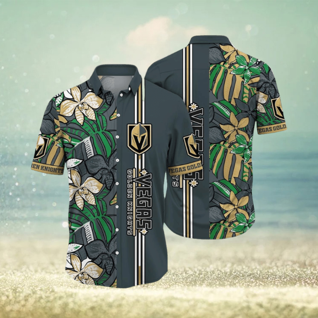 NHL Vegas Golden Knights Hawaiian Shirt Tropical Tropical Forest Floral Pattern Summer Hawaiian Shirt - Limotees