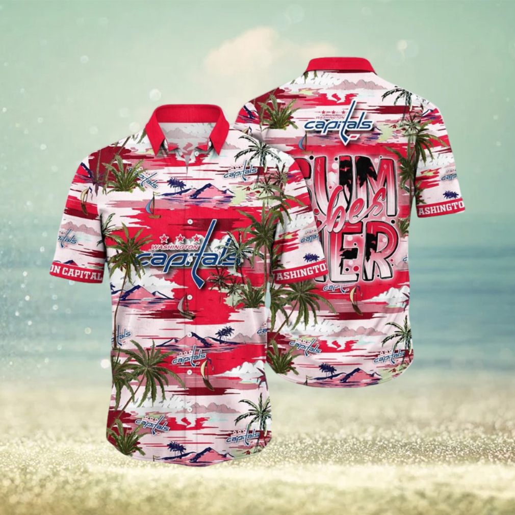 NHL Washington Capitals Hawaiian Shirt Tropical Desert Island Motif Summer Hawaiian Shirt - Limotees