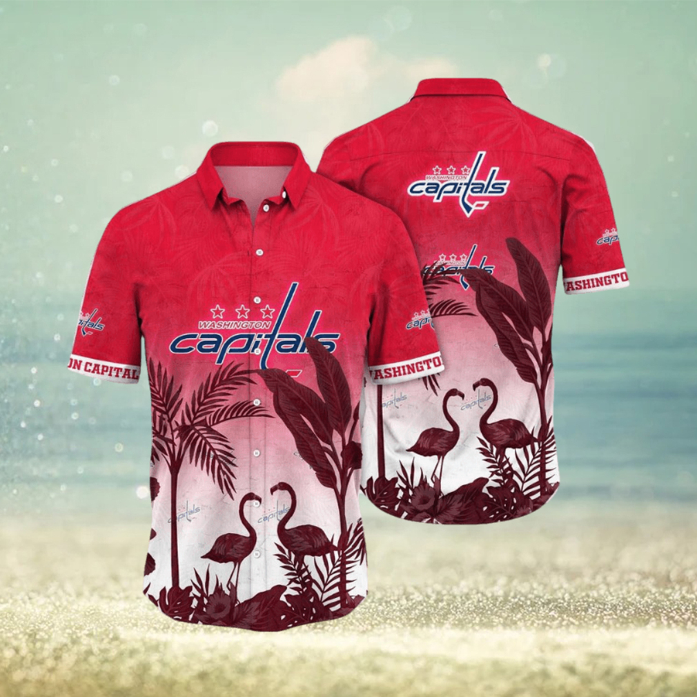 NHL Washington Capitals Hawaiian Shirt Tropical Flamingo Pattern Summer Hawaiian Shirt - Limotees