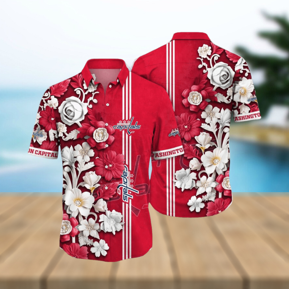 NHL Washington Capitals Hawaiian Shirt Tropical Hepatica Floral Pattern Summer Hawaiian Shirt - Limotees