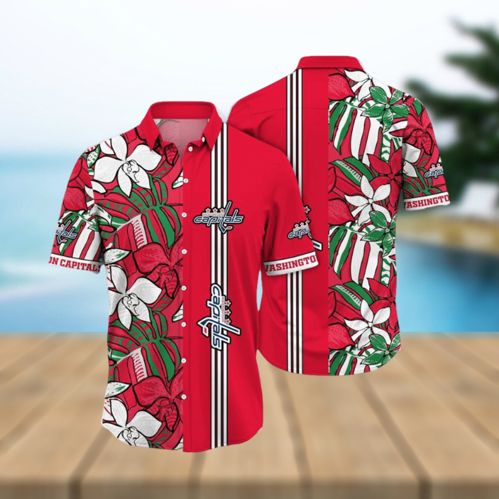 NHL Washington Capitals Hawaiian Shirt Tropical Tropical Forest Floral Pattern Summer Hawaiian Shirt - Limotees