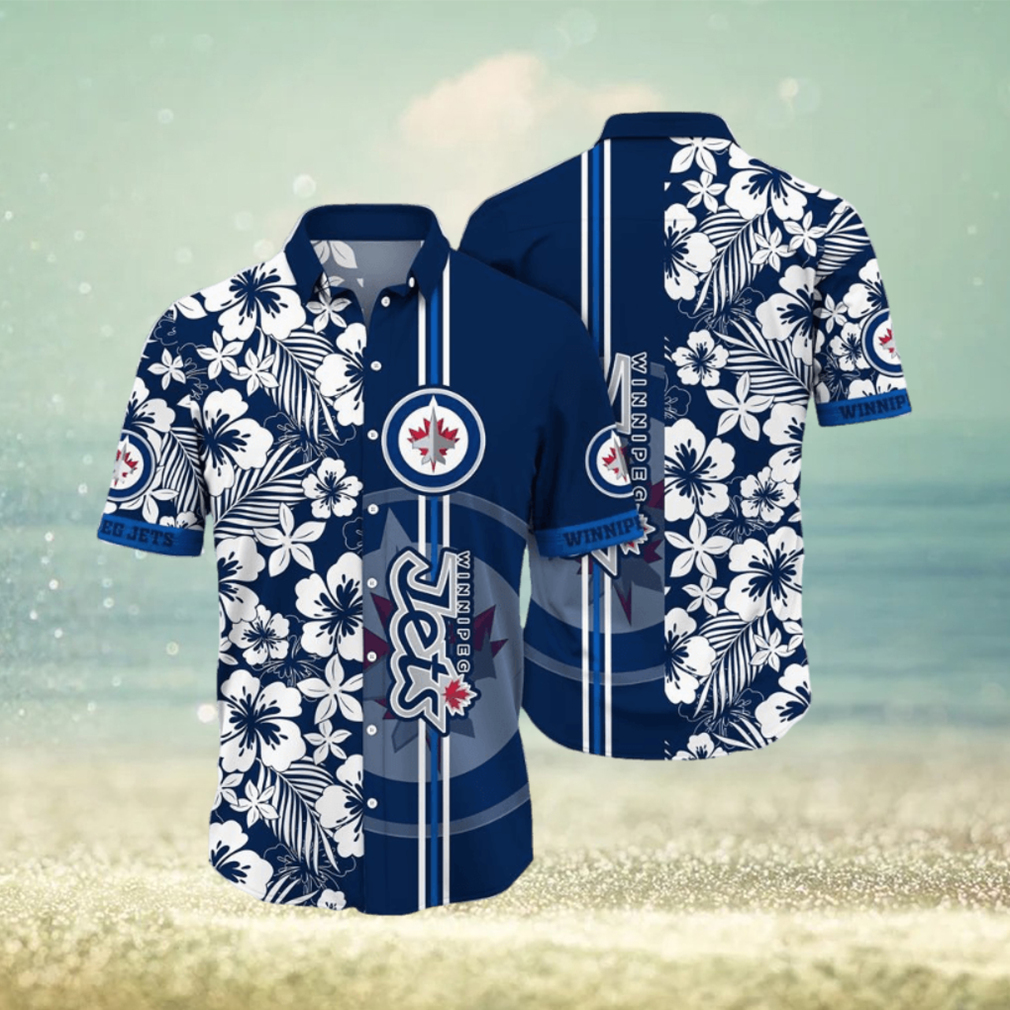 NHL Winnipeg Jets Hawaiian Shirt Tropical Apricot Blossom Pattern Summer Hawaiian Shirt - Limotees