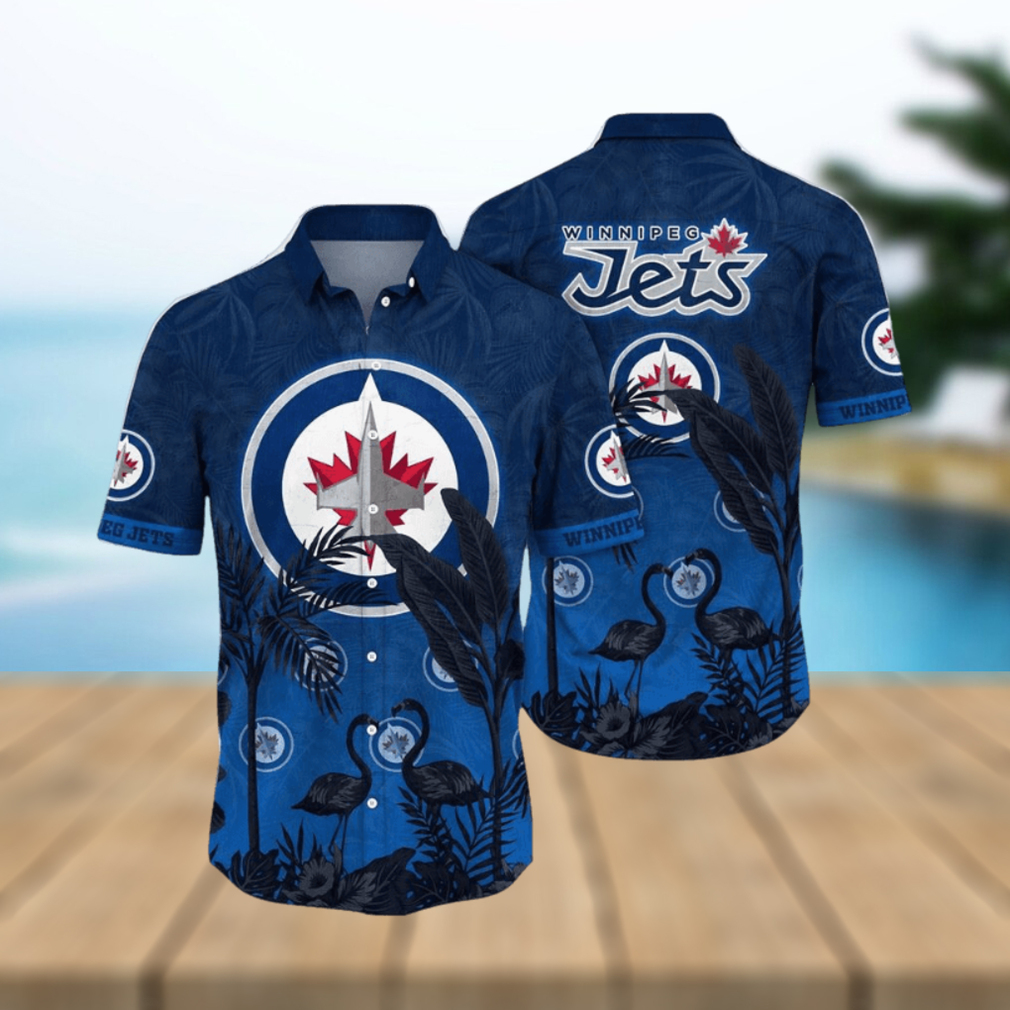 NHL Winnipeg Jets Hawaiian Shirt Tropical Flamingo Pattern Summer Hawaiian Shirt - Limotees