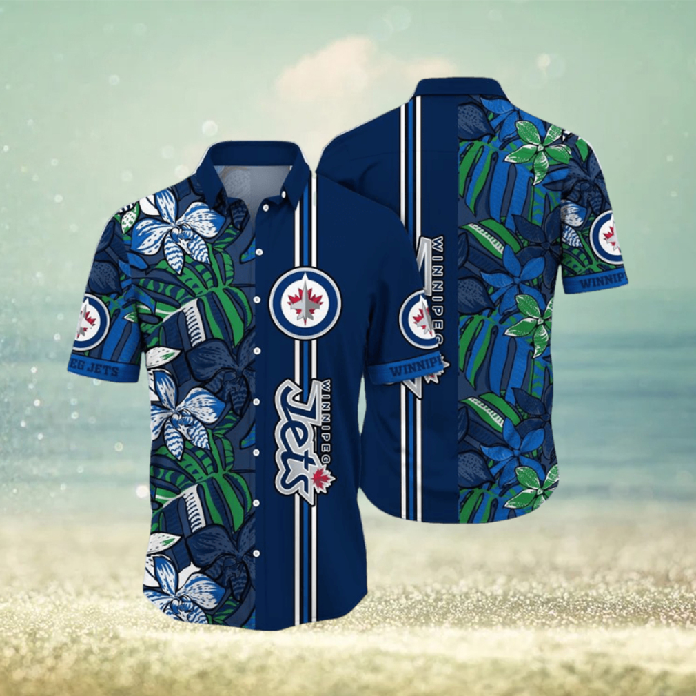 NHL Winnipeg Jets Hawaiian Shirt Tropical Tropical Forest Floral Pattern Summer Hawaiian Shirt - Limotees