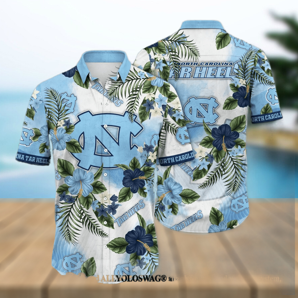 North Carolina Tar Heels NCAA Flower Unisex All Over Print Hawaiian Shirt - Limotees