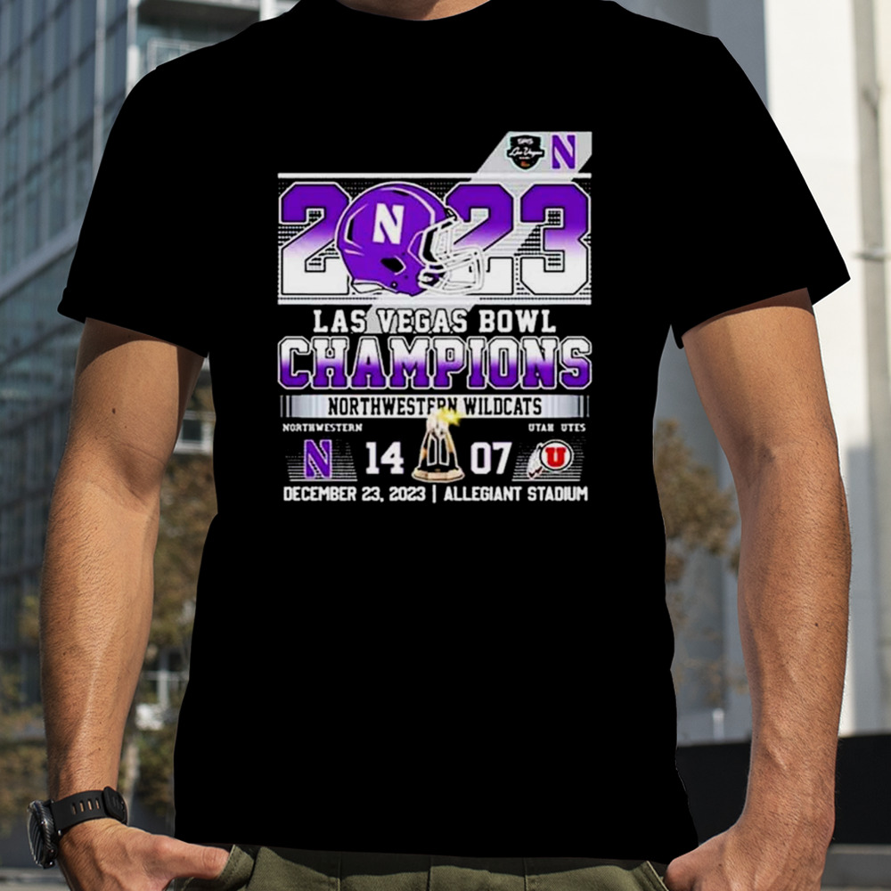 Northwestern Wildcats 2023 Las Vegas Bowl Champions 14-07 T-Shirt