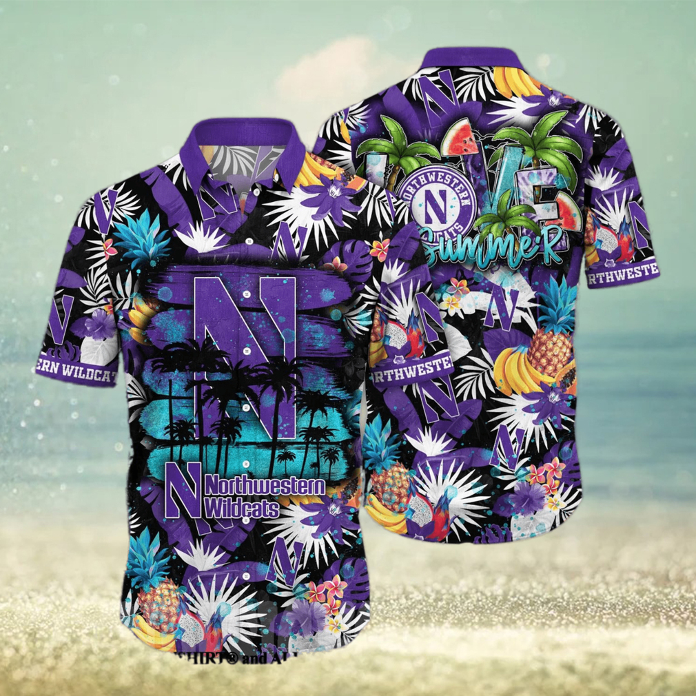 Northwestern Wildcats NCAA Flower Full Print Classic Hawaiian Shirt - Limotees