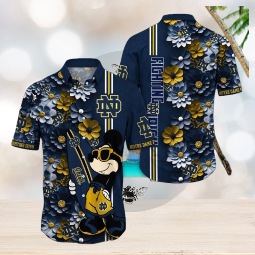 Notre Dame Fighting Irish Hawaiian Shirt Mickey Love Surfing Trending Summer Gift - Limotees