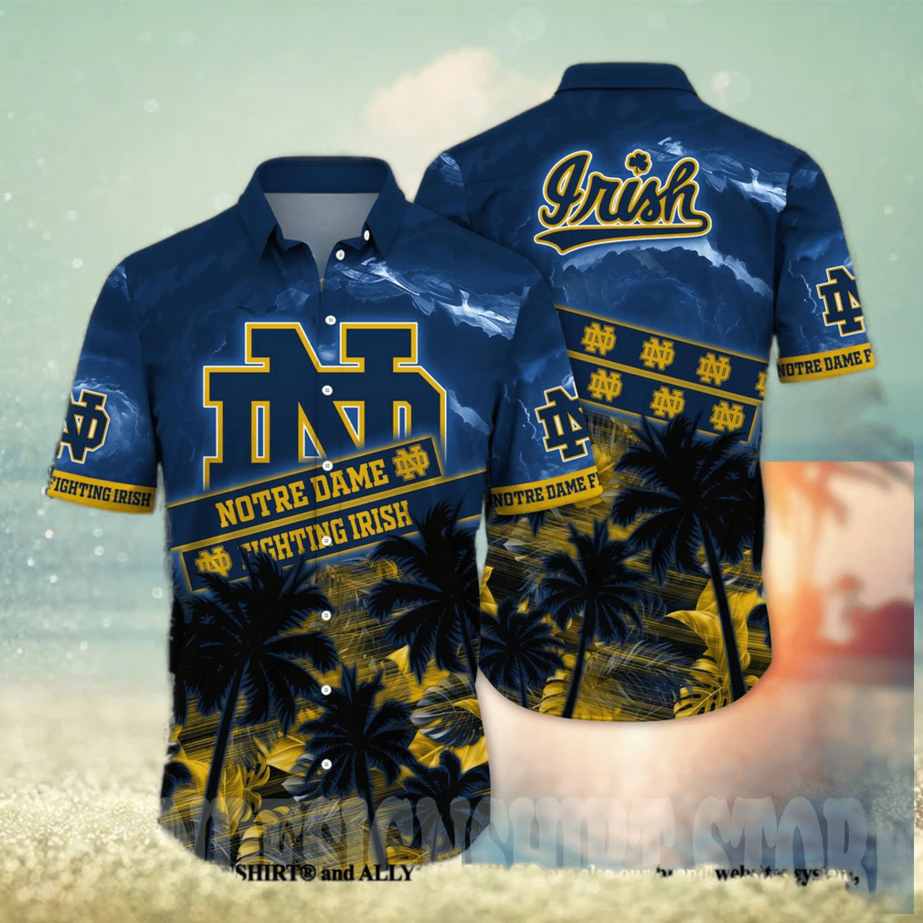 Notre Dame Fighting Irish NCAA Floral Classic All Over Printed Hawaiian Shirt - Limotees