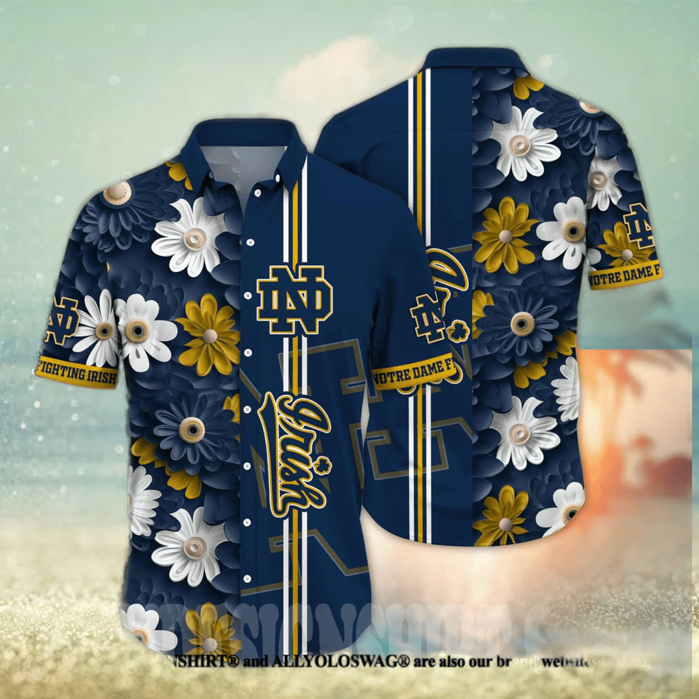 Notre Dame Fighting Irish NCAA Flower Full Printing Hawaiian Shirt - Limotees