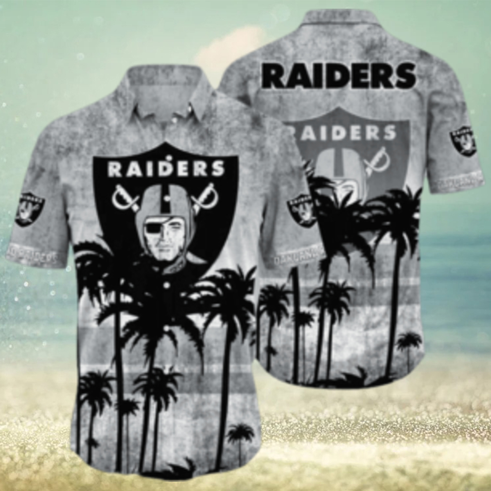 Oakland Raiders Logo Coconut Tropical Hawaiian Shirt Beach Gift For Fans - Limotees