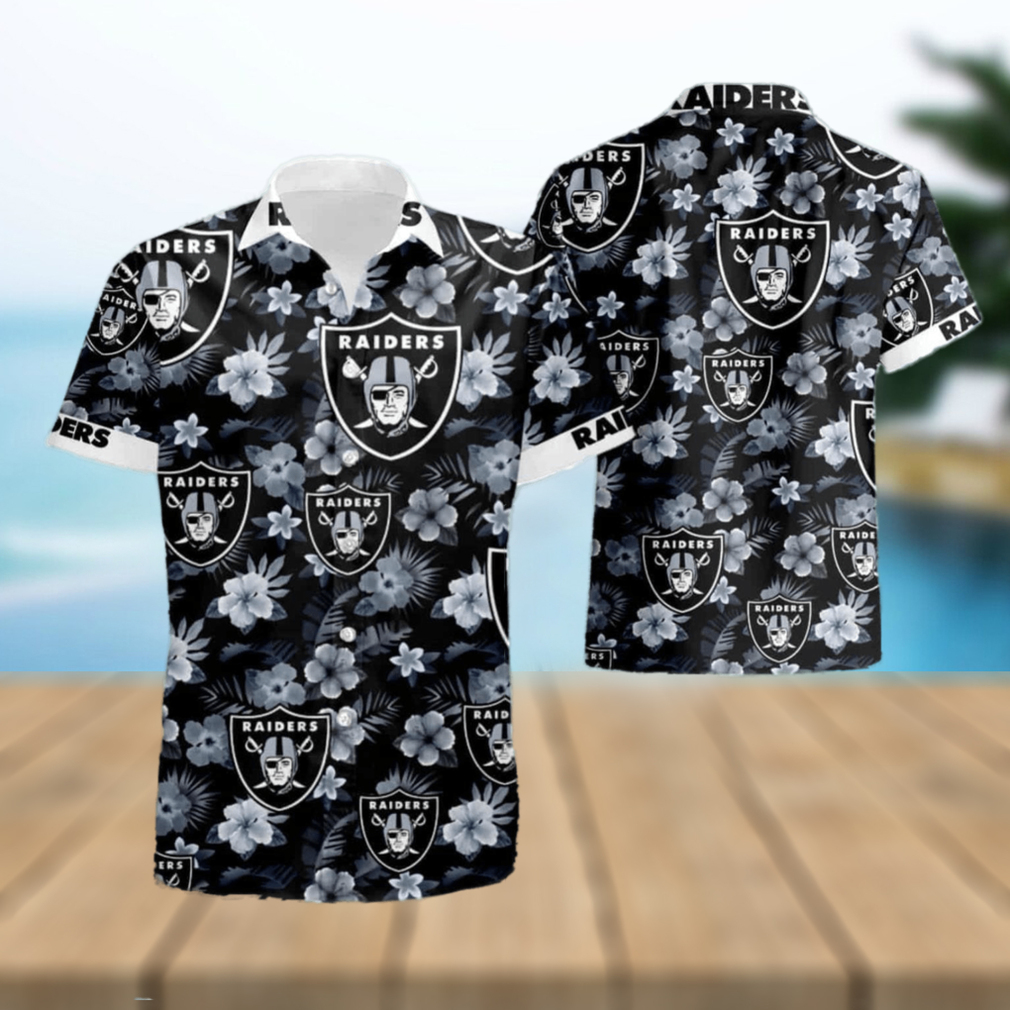 Oakland Raiders Tropical Flower Short Sleeve Aloha Hawaiian Shirt - Limotees