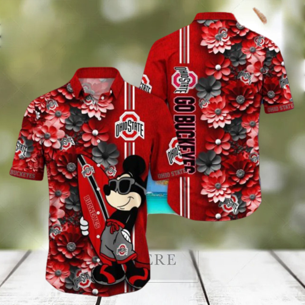 Ohio State Buckeyes Hawaiian Shirt Mickey Love Surfing Trending Summer Gift - Limotees