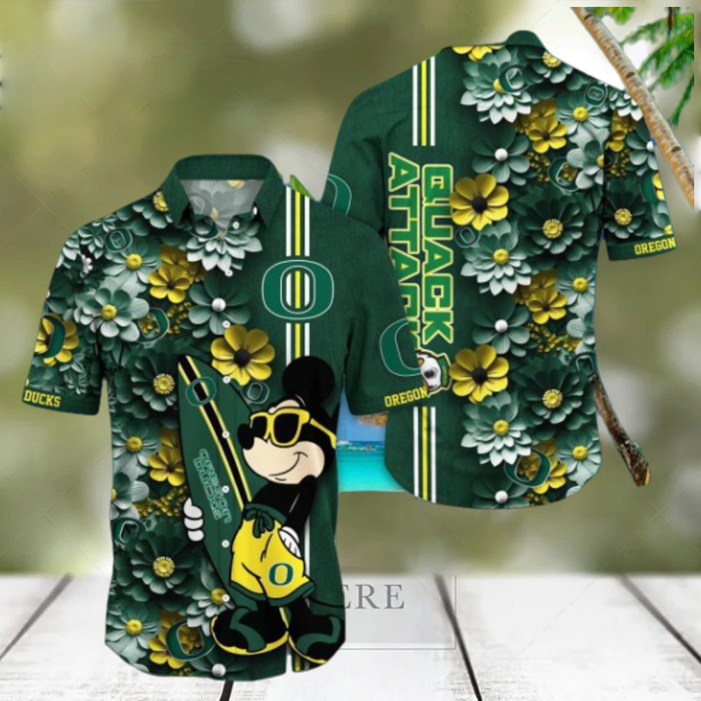 Oregon Ducks Hawaiian Shirt Mickey Love Surfing Trending Summer Gift - Limotees