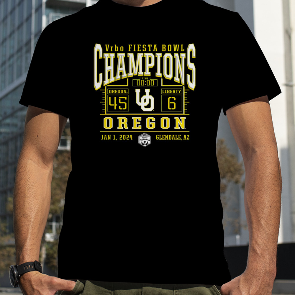 Oregon Ducks Win 45 6 Liberty Football 2024 Fiesta Bowl Champions Final Score T-Shirt