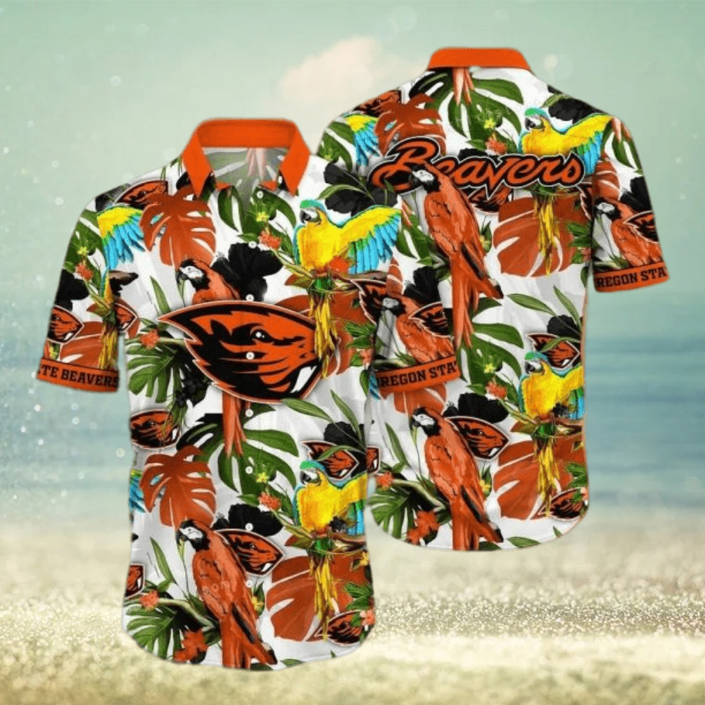 Oregon State Beavers NCAA Flower Button Up Hawaiian Shirt 3D Shirt, Oregon State Beavers Football Gifts For Him - Limotees