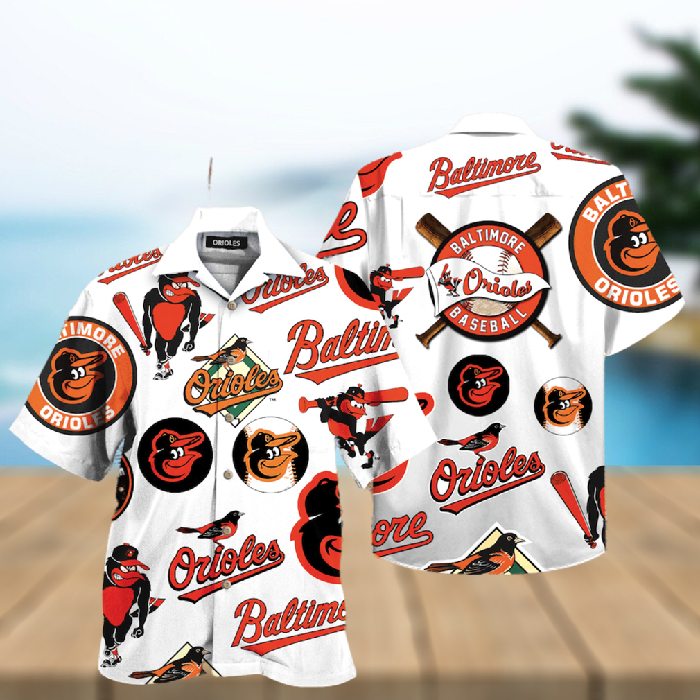 Orioles Pattern Logo Mascot Hawaiian Shirt - Limotees