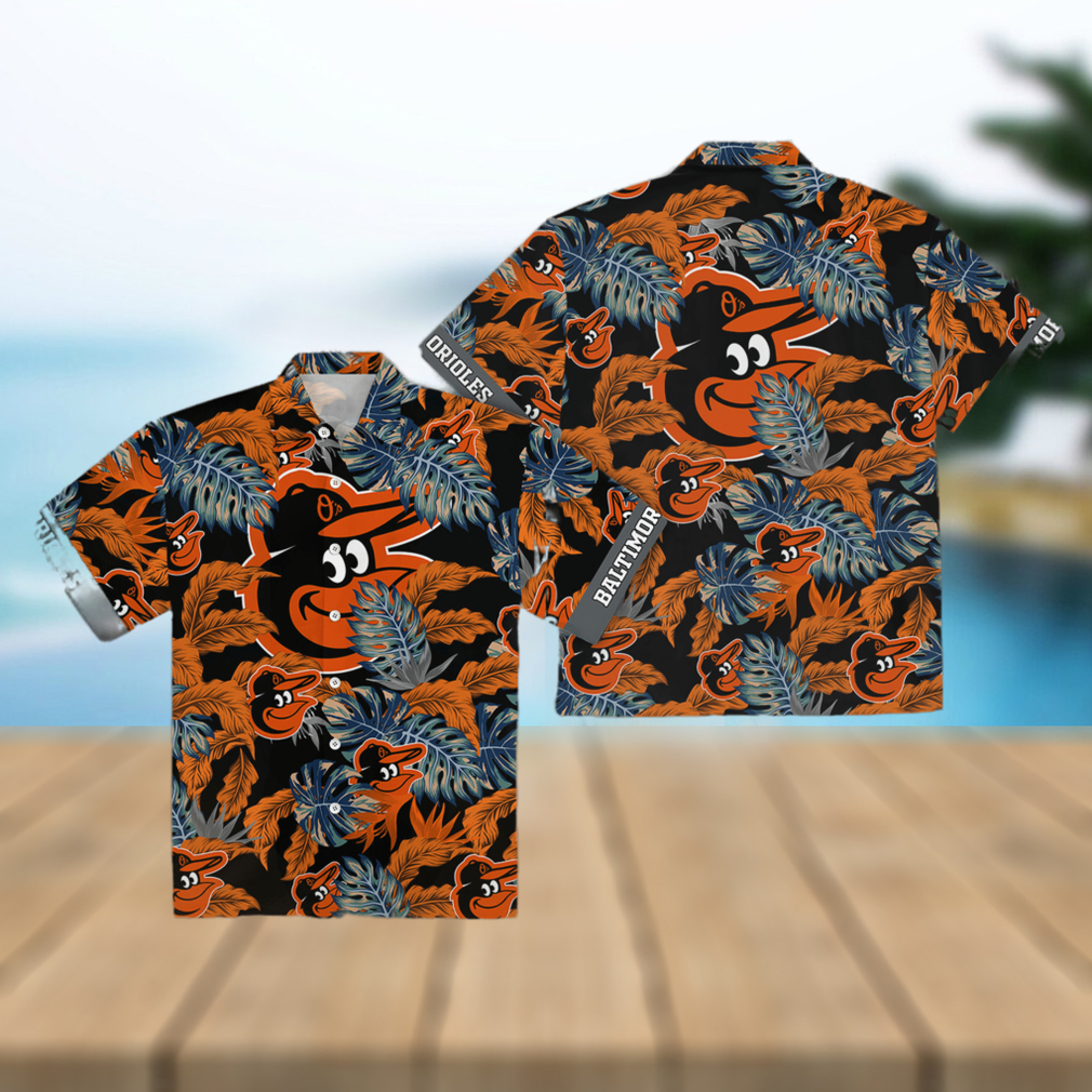 Orioles Tropical Leaves Black MLB Hawaiian Shirt for Men Women - Limotees