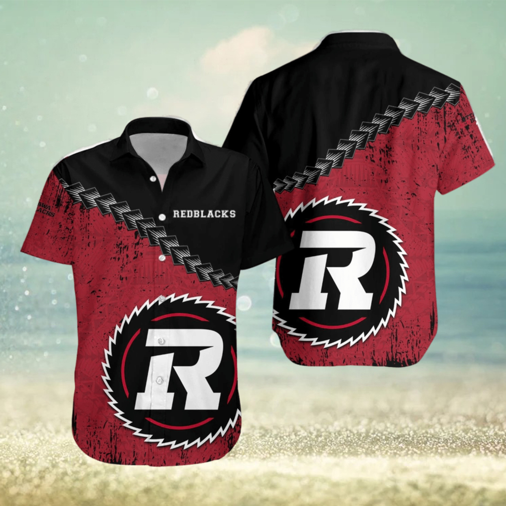 Ottawa Redblacks Ca Football Grunge Polynesian Tattoo Pattern Hawaiian Shirt For Fans - Limotees