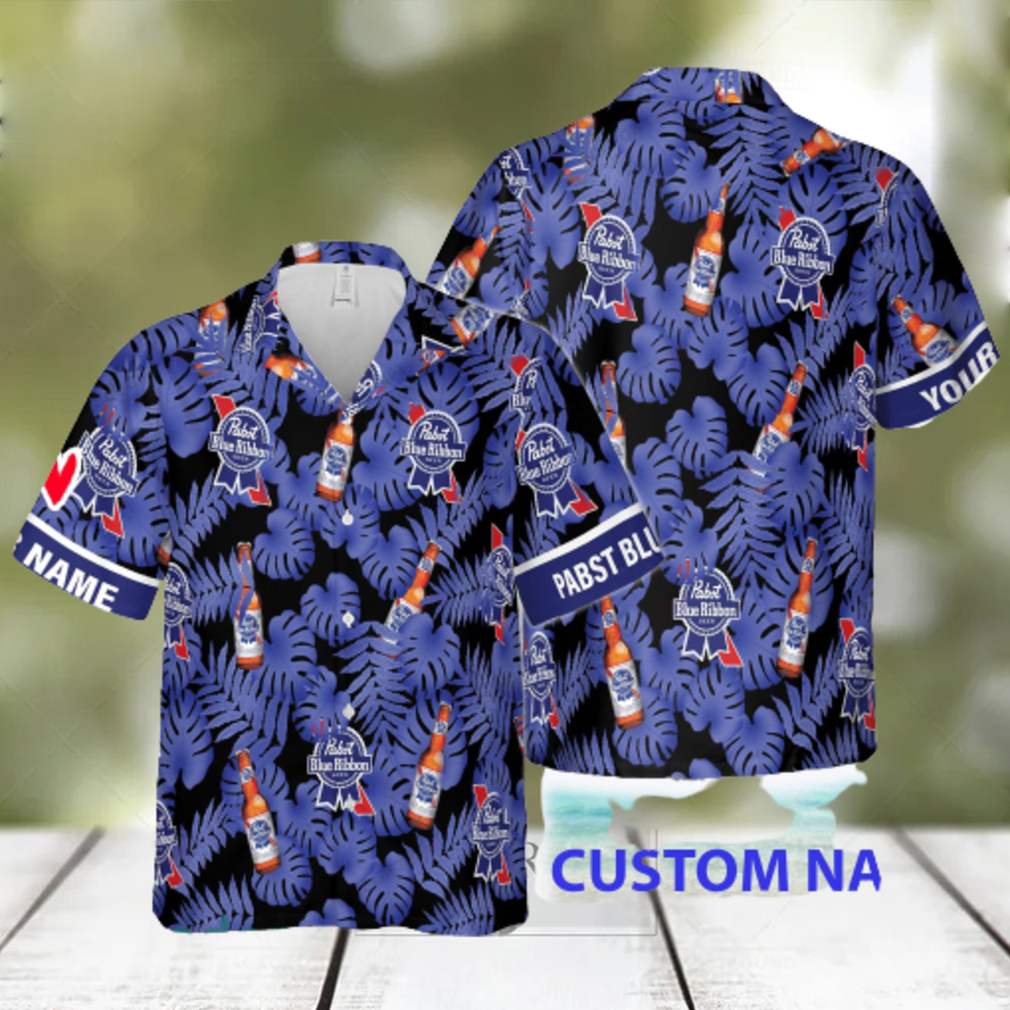 Pabst Blue Ribbon Natural Custom Name Design Hawaiian Shirt For Men And Women Gift Beach - Limotees