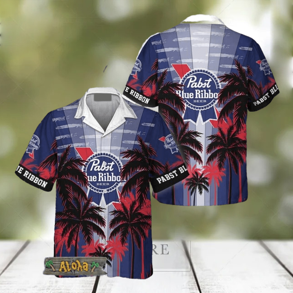 Pabst Blue Ribbon Tropical Coconut Palms Hawaiian Shirt For Men And Women Gift Hawaiian Beer - Limotees