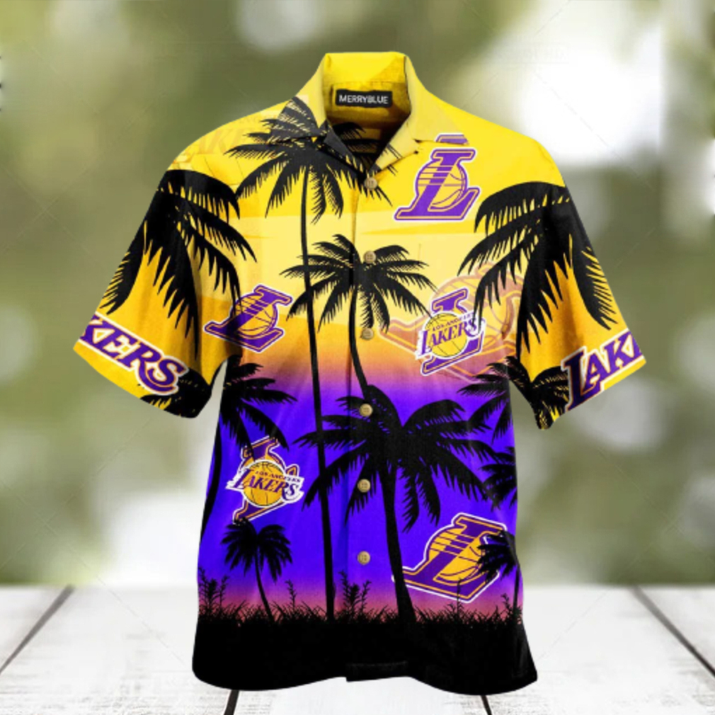 Palm Los Angeles Lakers Hawaiian Shirt Thoughtful Personalized Gift For The Whole Family - Limotees