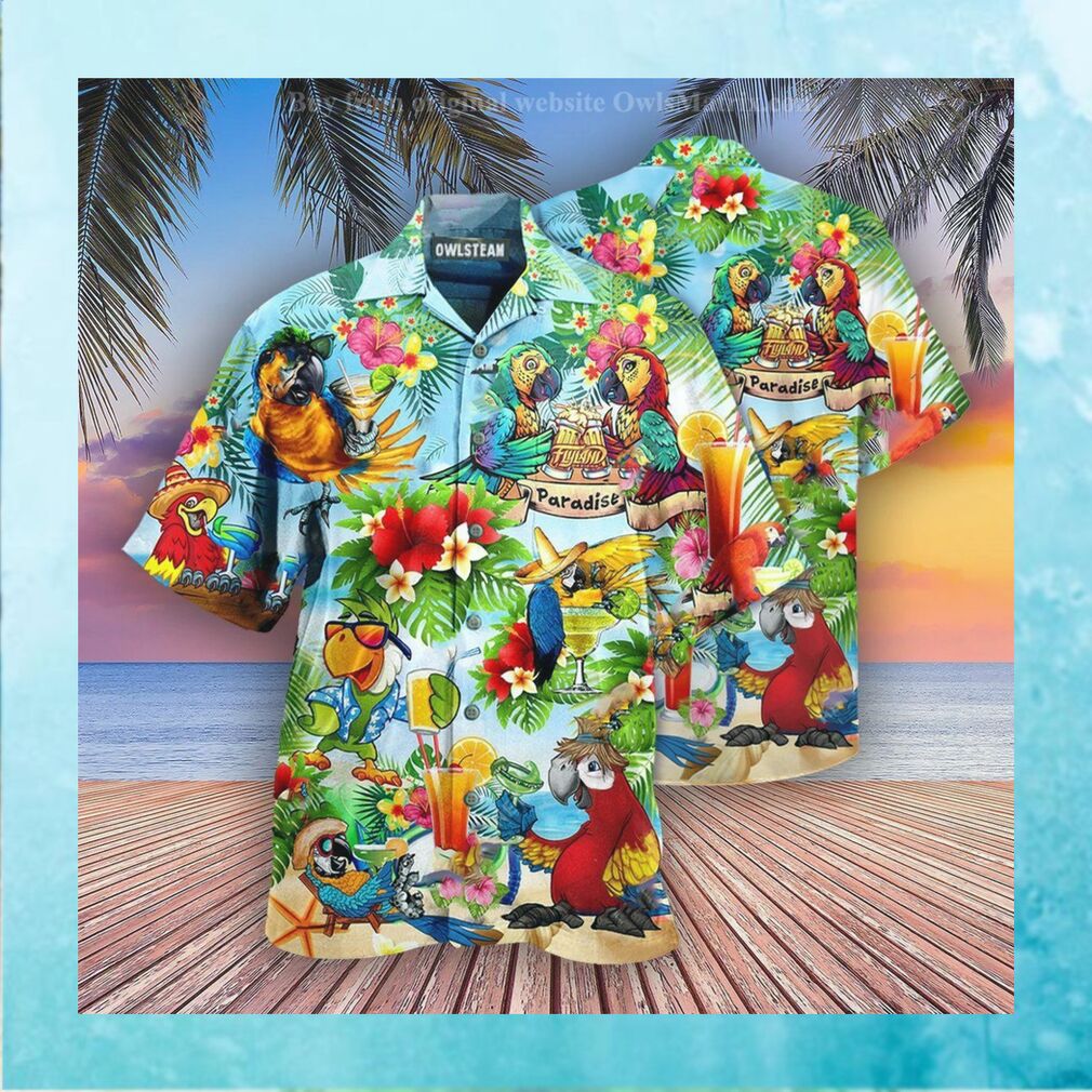 Parrots it's five oclock somewhere cocktails hawaiian shirt - Limotees