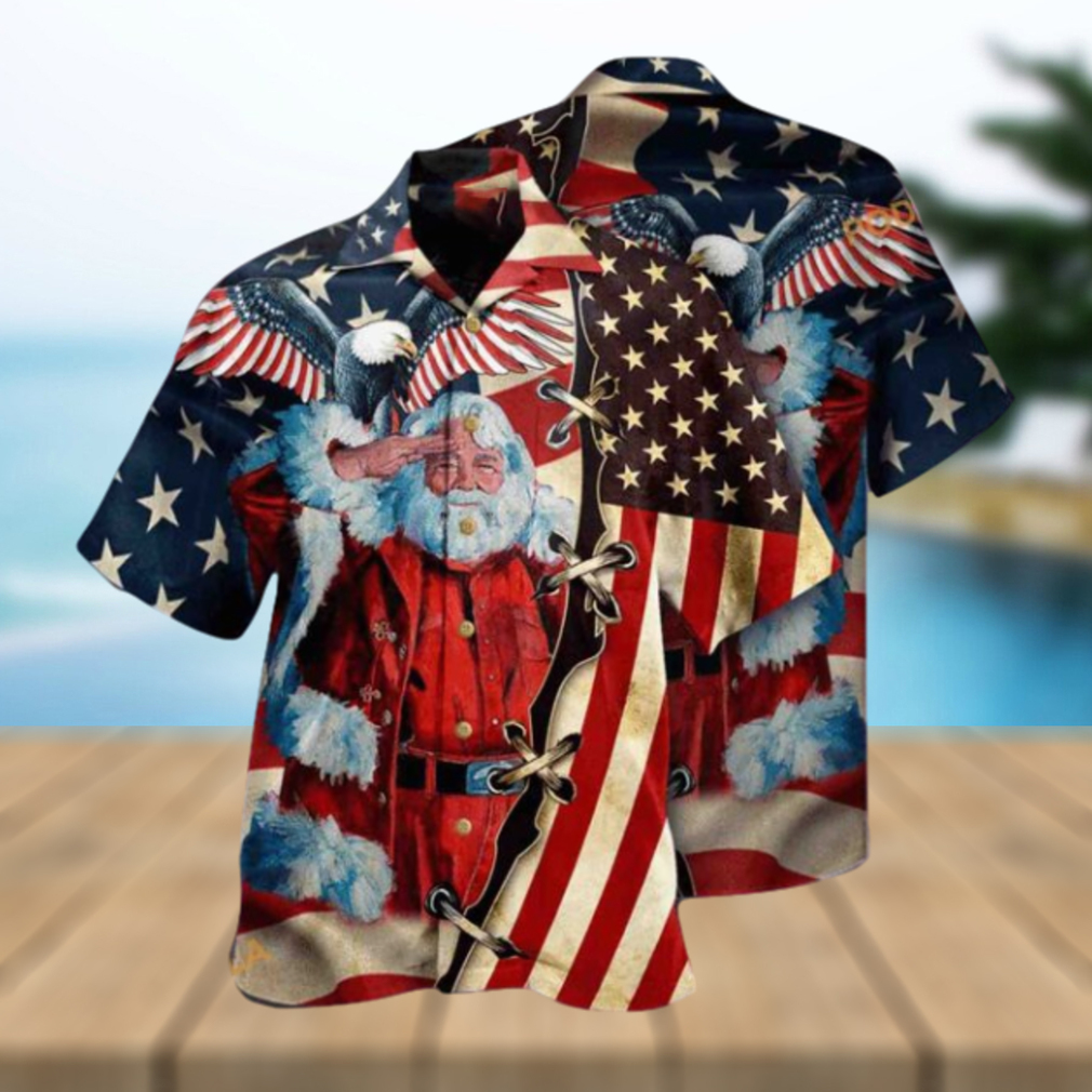 Patriotic America Yuletide Aloha Shirt, Santa Hawaiian Shirt - Limotees